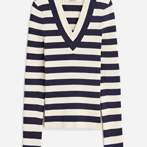 Madewell V-Neck Sweater in Stripe Size XS - Picture 5 of 13